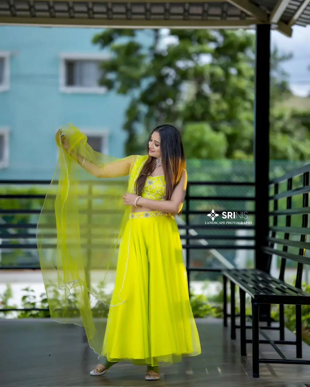 ETV Actress Bhanu Sri in Beautiful Lemon Green Lehenga Choli